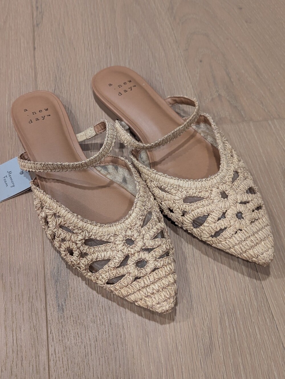 a new day Natural Woven Pointed-Toe Mule with Strap - Picture 1 of 10